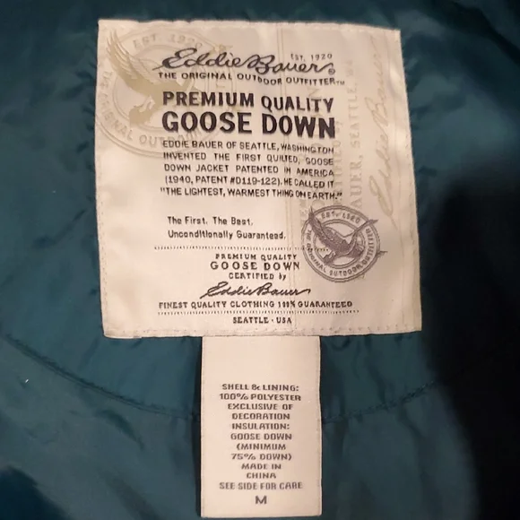 Eddie Bauer Teal Quilted Goose Down Vest - Picture 8 of 10